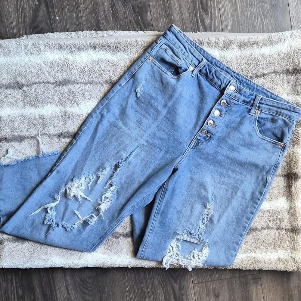 Distressed Blue Jeans